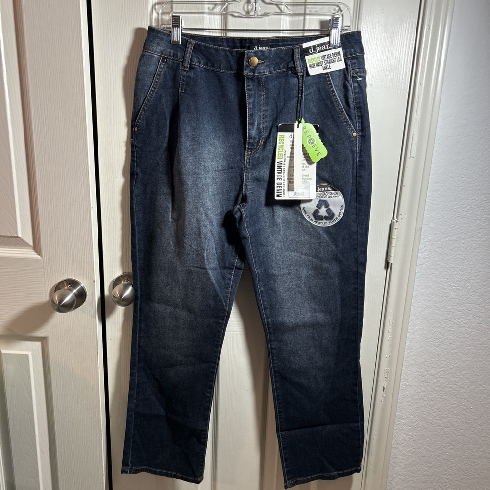 NWT! D. Jeans Women's Blue Denim Jeans, Size 12 High Waist Straight Ankle